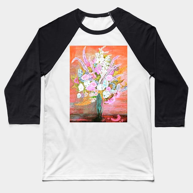 Spring Bouquet Water Color Baseball T-Shirt by Overthetopsm